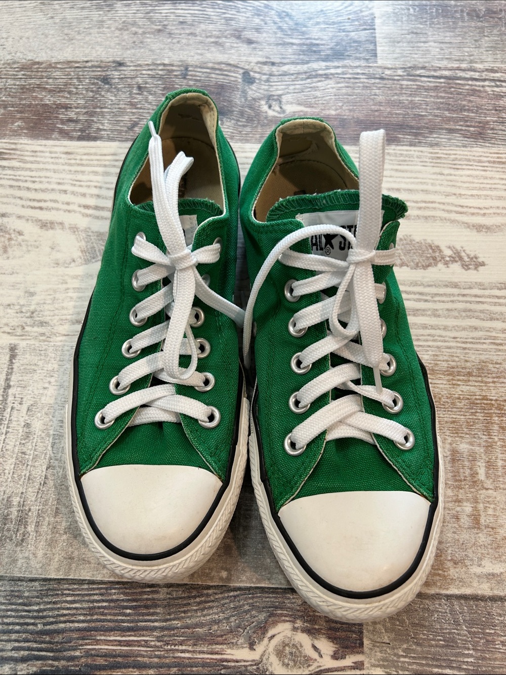 Converse Green Canvas Low-Top Sneakers with White Laces